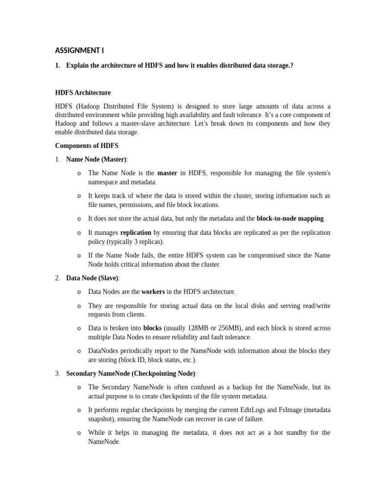 HDFS Architecture and Replication Explained | PDF | Apache Hadoop ...