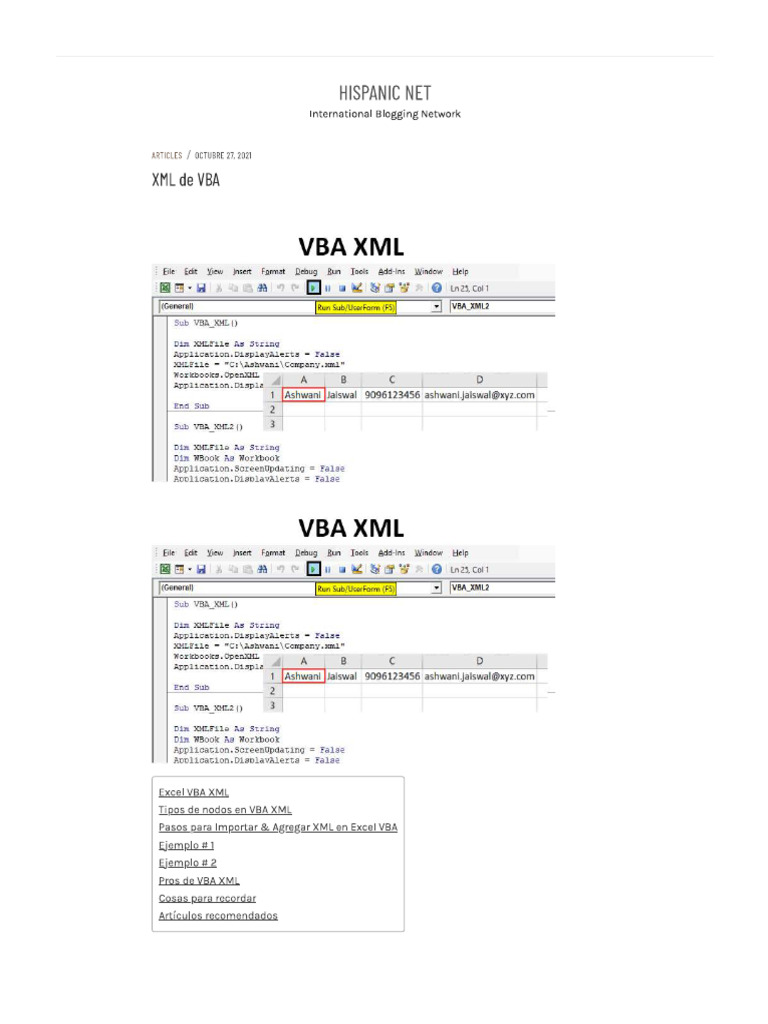 XML de VBA | PDF