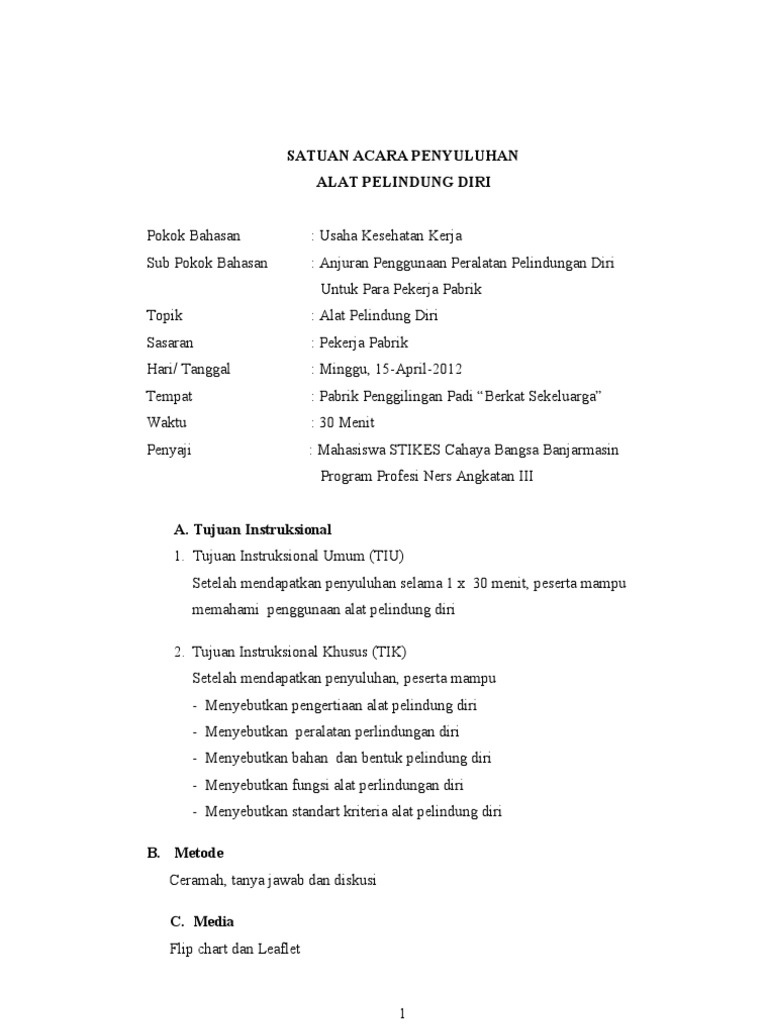 Satuan Acara Penyuluhan Apd