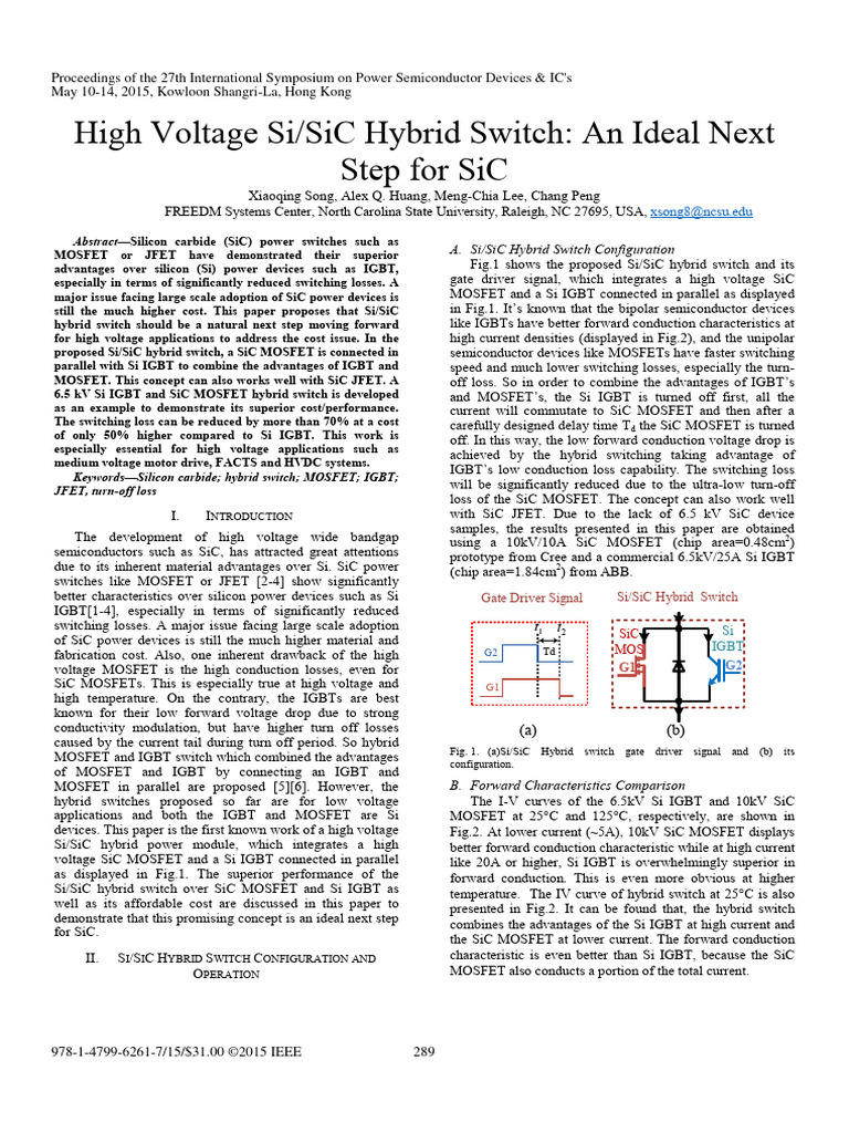Si/SiC Hybrid Switch for HV Applications | PDF | Mosfet | Field Effect ...