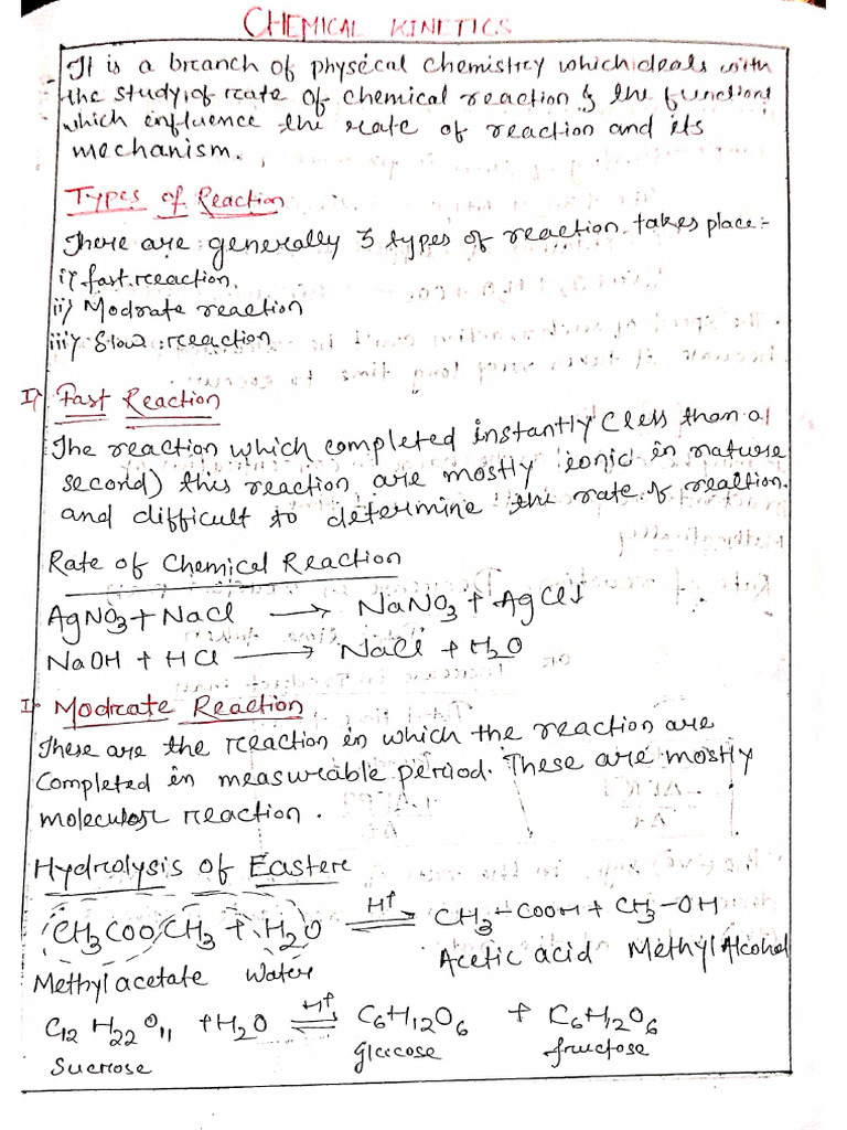 Chemical Kinetics Notes | PDF