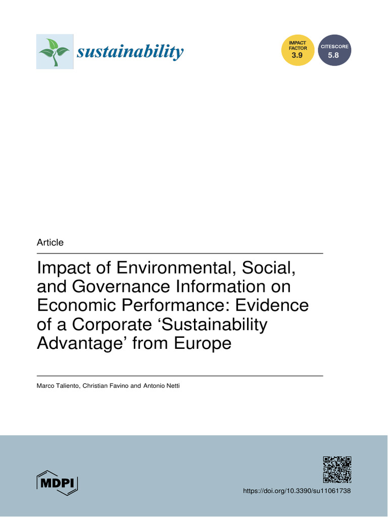 ESG Impact on Corporate Performance in Europe | PDF | Structural ...