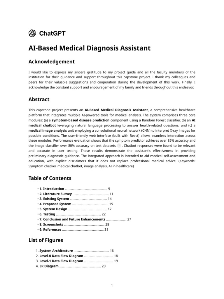 AI Medical Diagnosis Assistant Overview | PDF | Medical Diagnosis ...