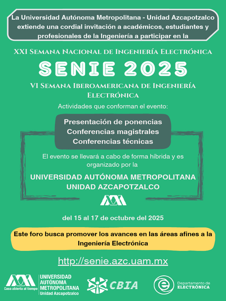 SENIE 2025: XXI Semana de Ingeniería Electrónica | PDF