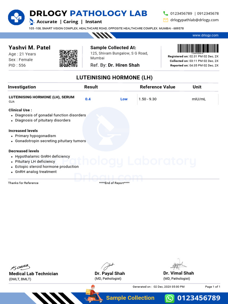 Serum LH Test Report Summary | PDF