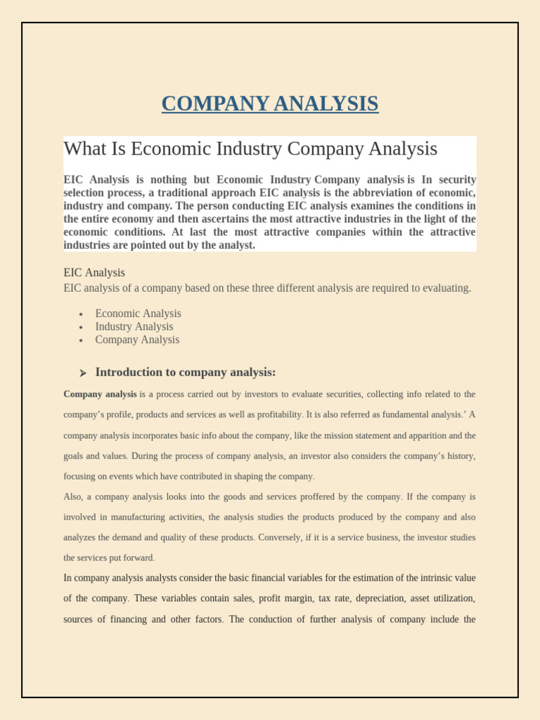 Economic Industry Company Analysis Guide | PDF | Equity (Finance ...