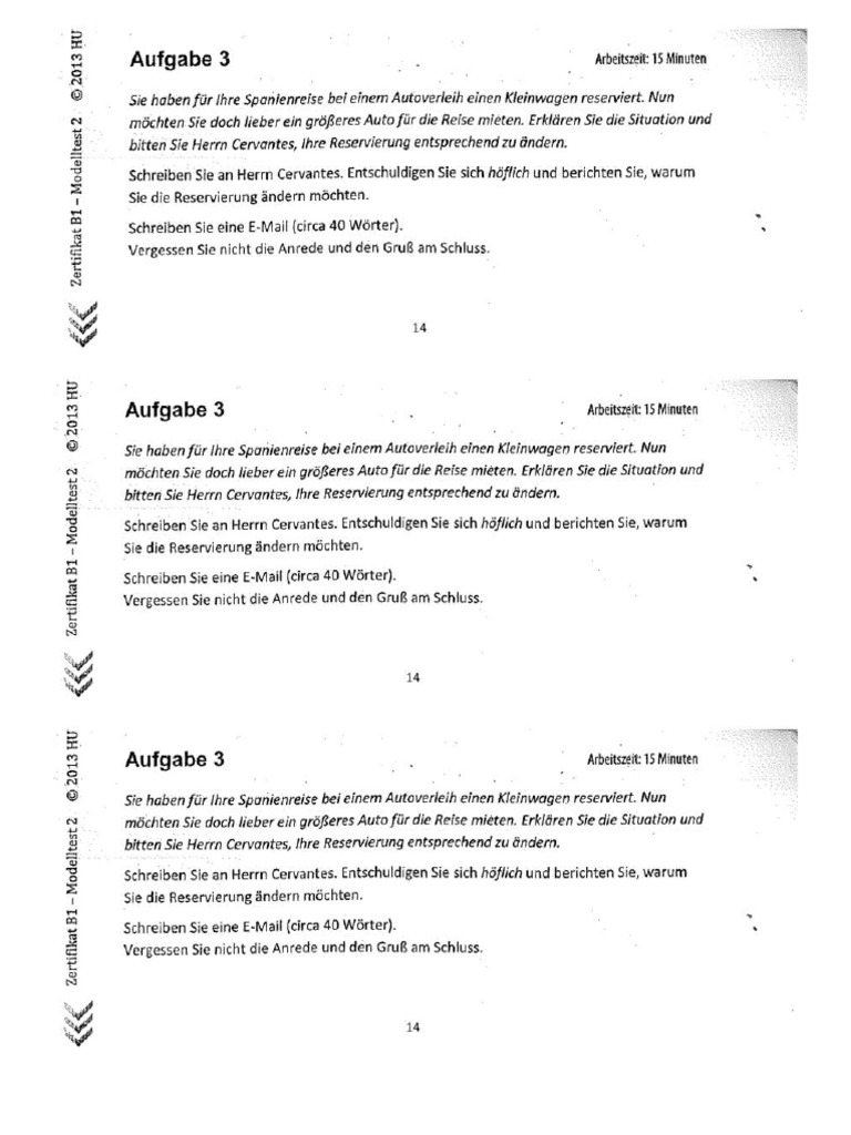 Schreiben Teil 3 B1 | PDF