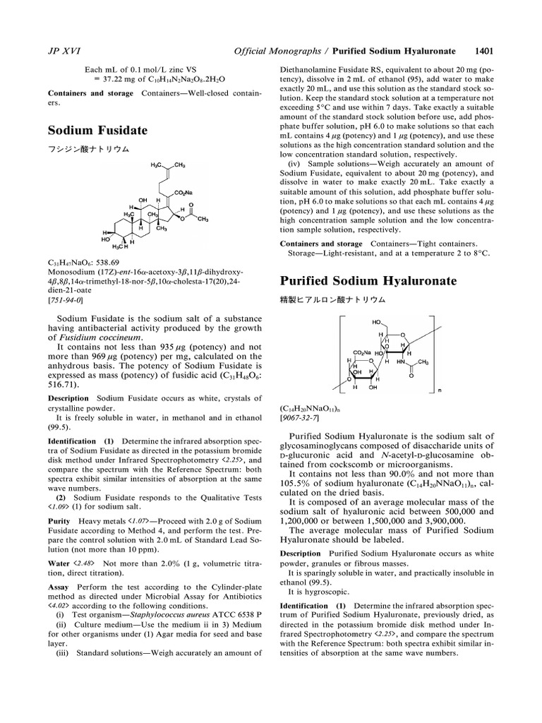 Purified Sodium Hyaluronate Overview | PDF | Sodium Hydroxide | Sodium