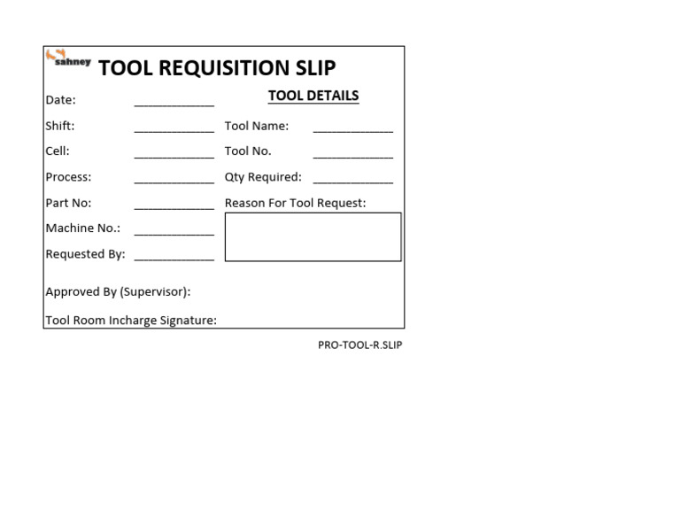 Tool Requisition Slip Template | PDF