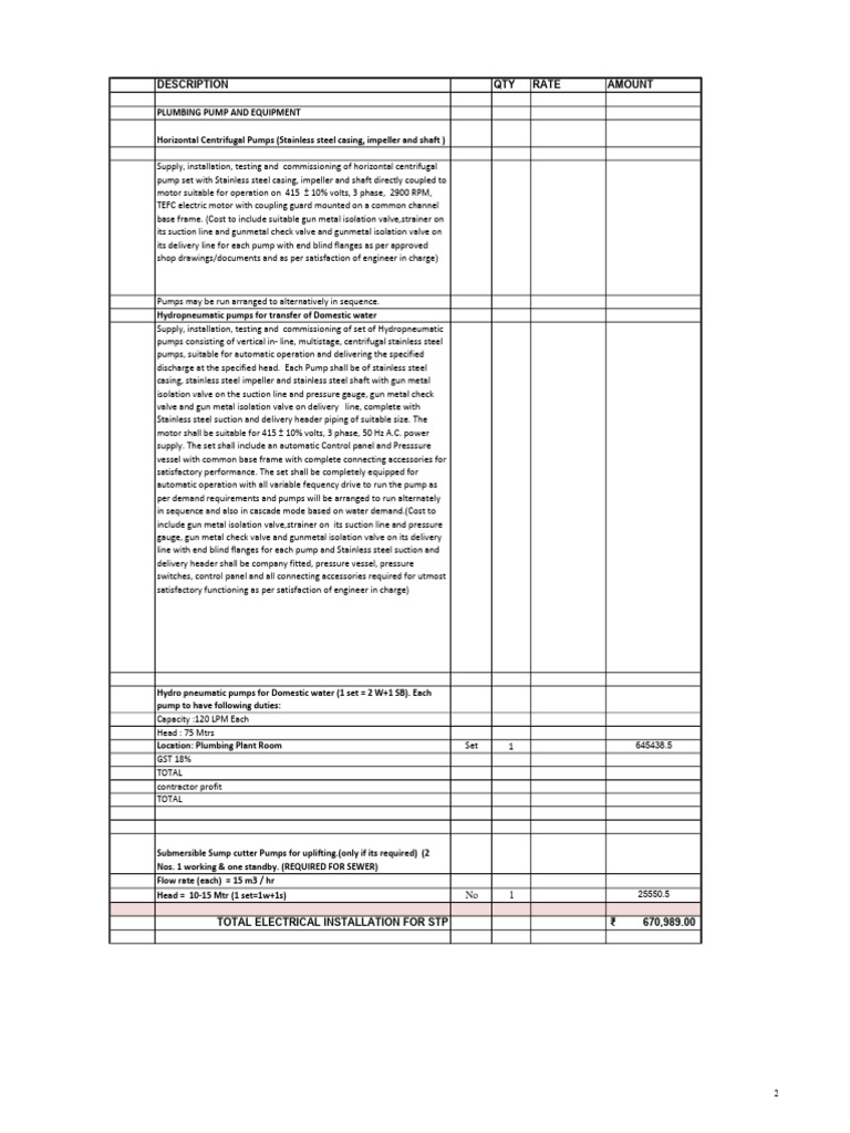 Plumbing Pump Supply and Installation Quote | PDF | Pump | Valve