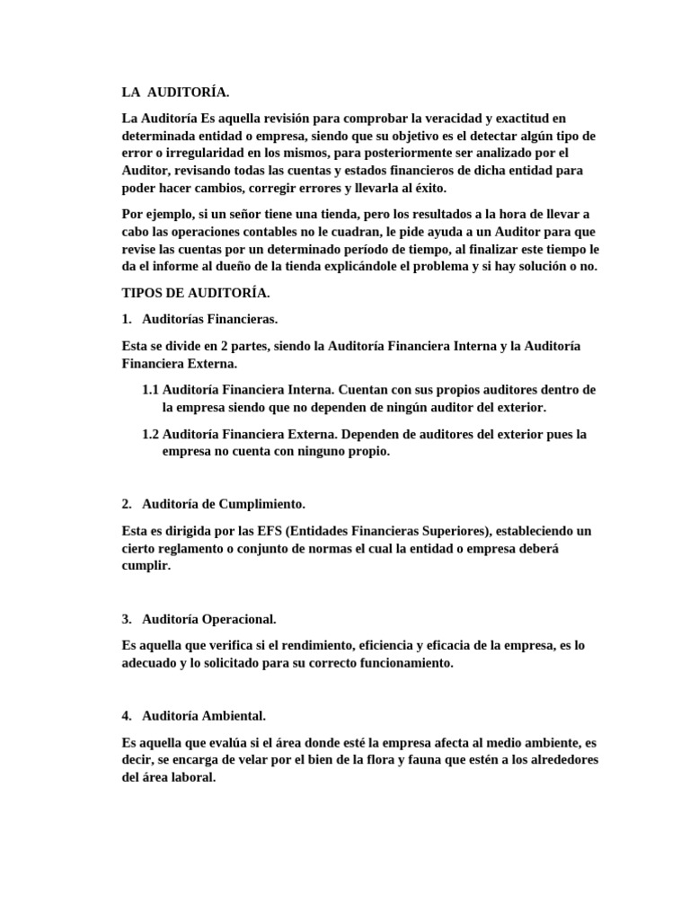 Tipos y Programas de Auditoría Empresarial | PDF | Auditoría | Contralor
