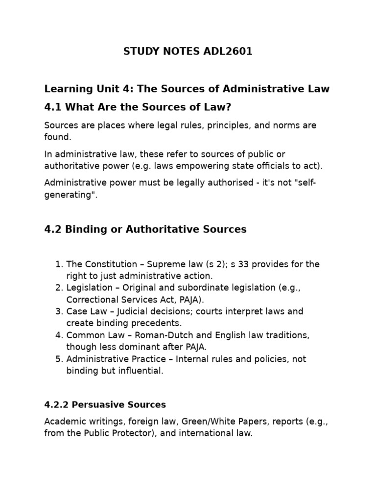ADL STUDY NOTES UNIT 4-6 | PDF | Administrative Law | Case Law