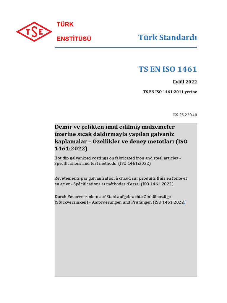 TS en Iso 1461 PDF | PDF