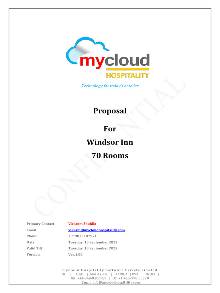 WinCloud: Integrated Hotel OS Proposal | PDF | Point Of Sale | Fee
