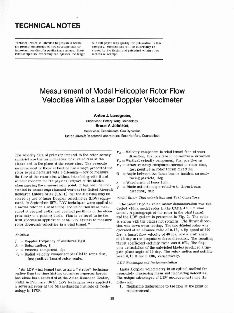 Laser Doppler Velocimetry for Rotor Flow | PDF | Doppler Effect | Vortices