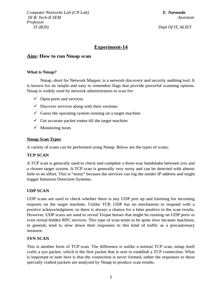 Running Nmap Scans in Networks | PDF | Transmission Control Protocol ...