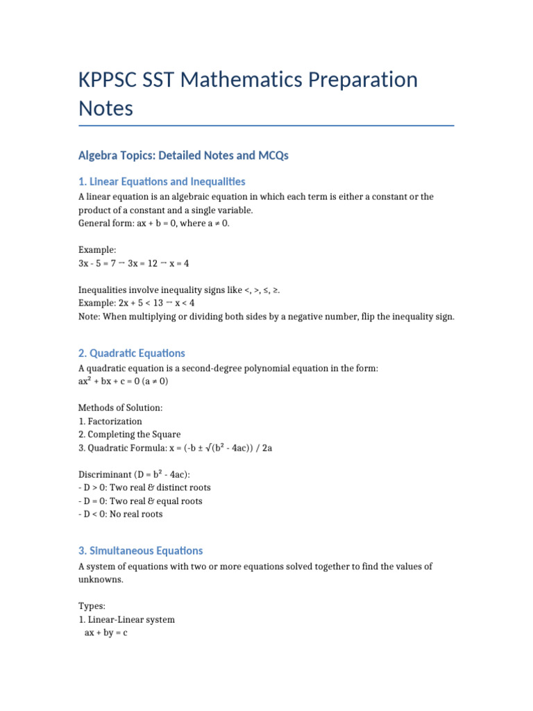 KPPSC SST Math Preparation Guide | PDF
