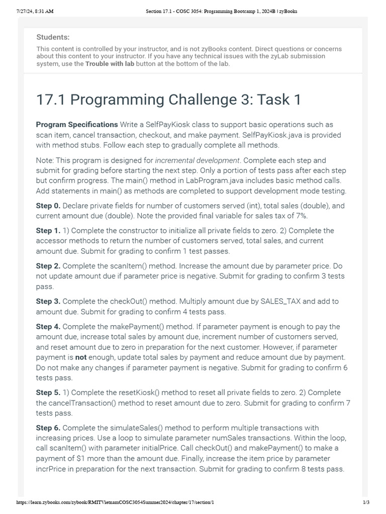 SelfPayKiosk Programming Challenge | PDF | Point Of Sale | Computer Science