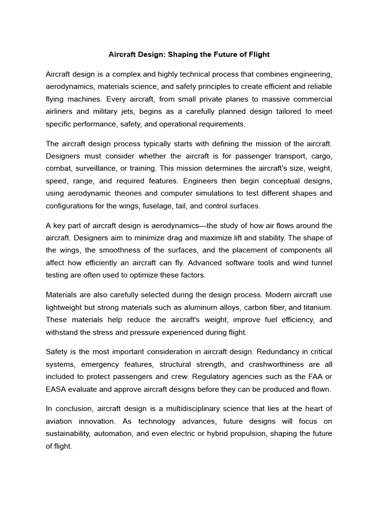 Aircraft Design: Engineering Flight Innovation | PDF