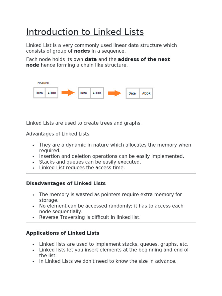 Overview of Linked Lists and Their Types | PDF