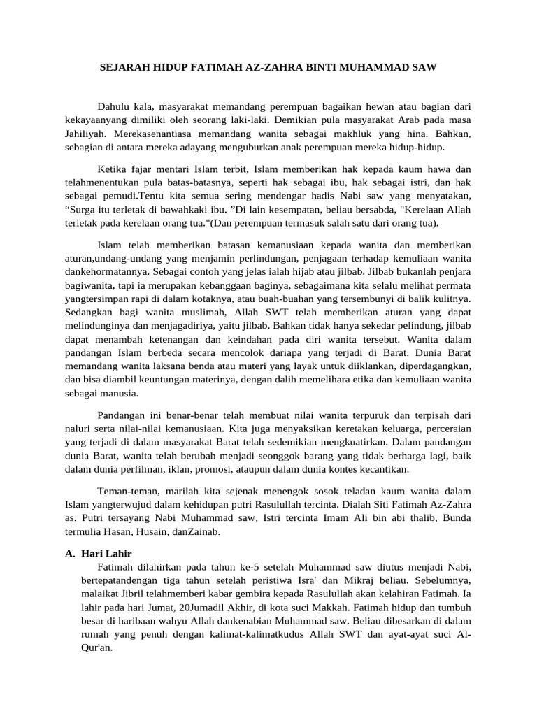 Sejarah Hidup Fatimah Az Pdf