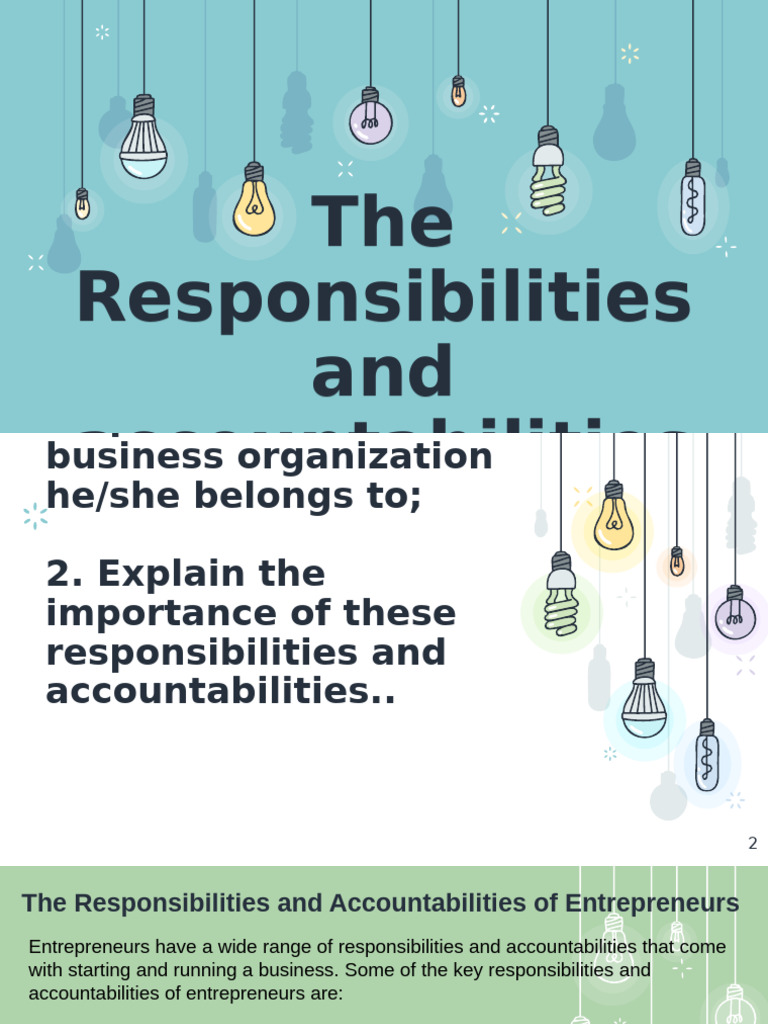 The Responsibilities and Accountabilities of Entrepreneurs 1 | PDF ...