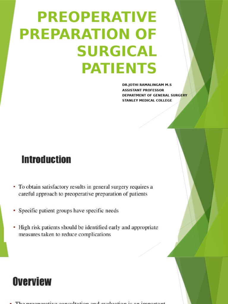 Preoperative Preparation of Surgical Patients | PDF
