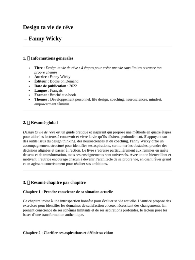 Design Ta Vie De R ve En 4 tapes PDF R ve Concept De Psychologie