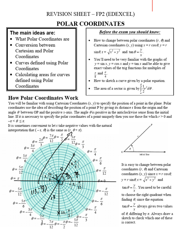 Edexcel FM2 Revision Sheets | PDF | Coordinate System | Angle
