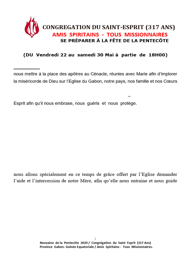 Neuvaine de la Pentecôte 2020 | PDF | Saint-Esprit | Jésus