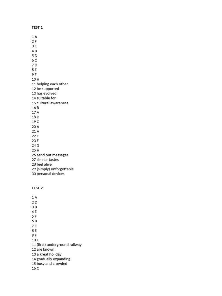 Tests B1 | PDF