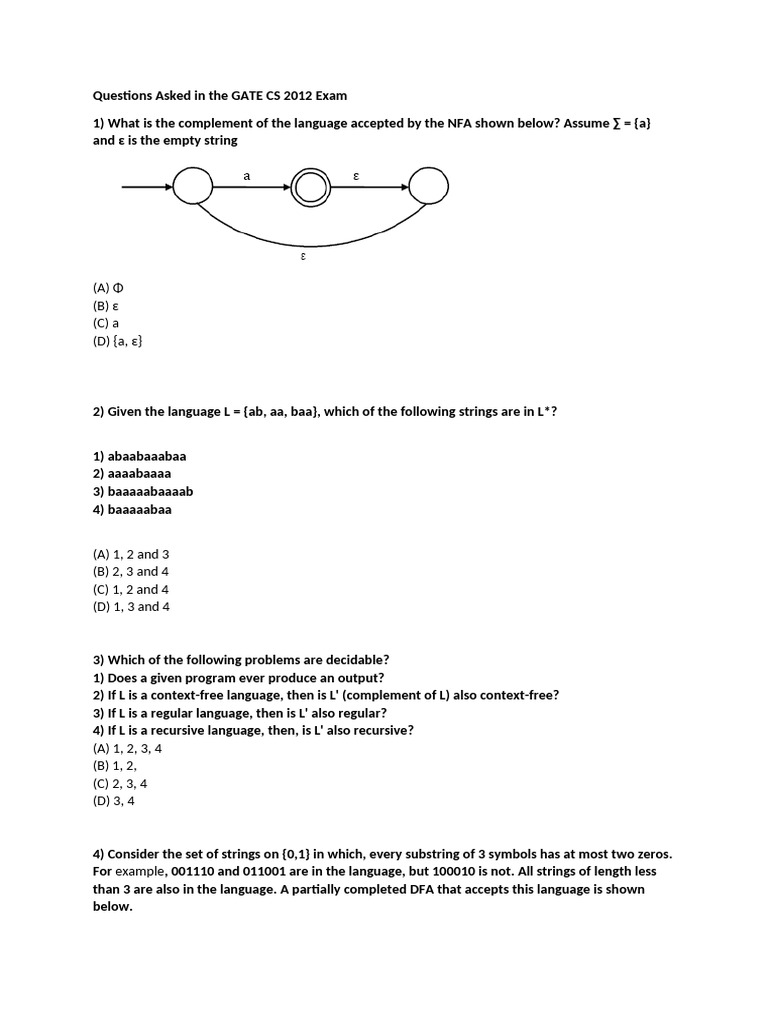 GATE CS 2012 Exam Questions and Answers | PDF