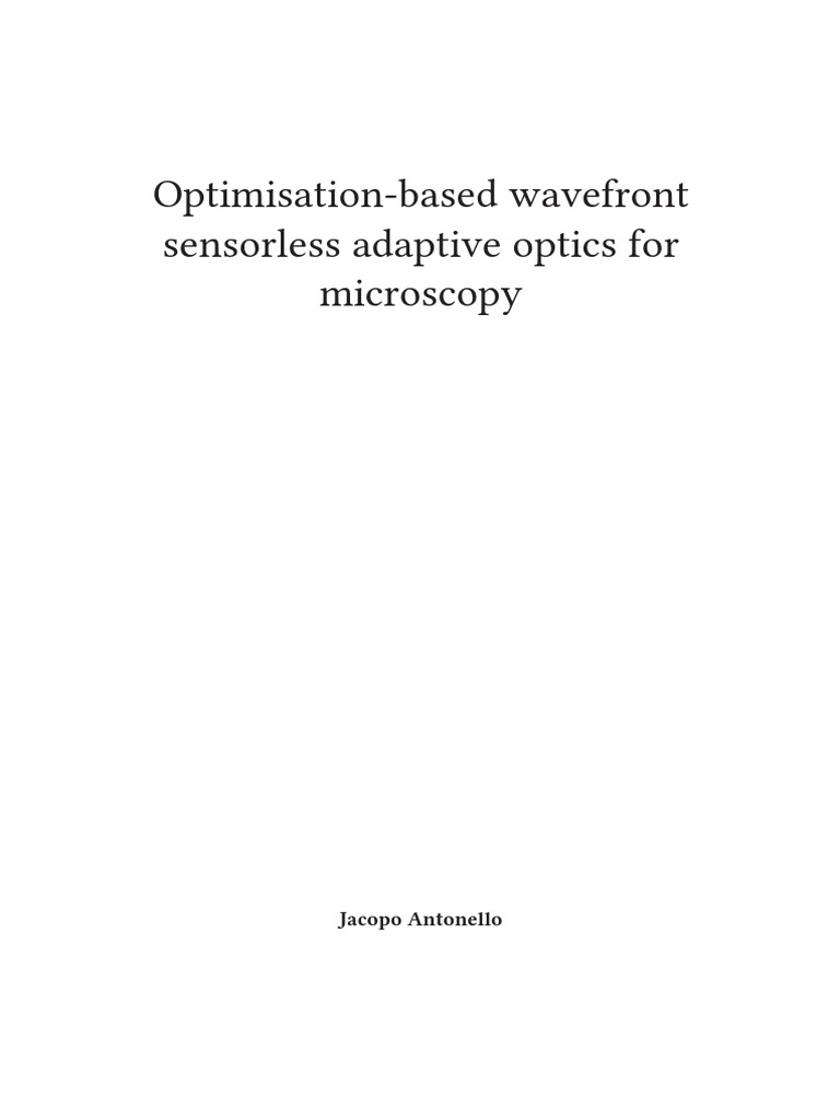 Optimising Sensorless Adaptive Optics | PDF | Microscope | Angular ...