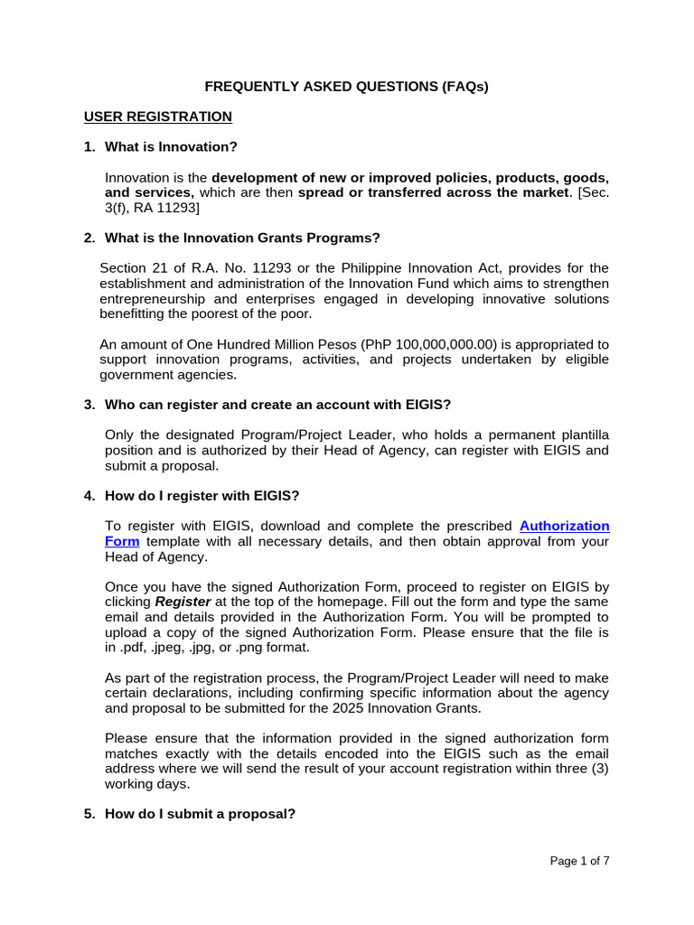 2025 Innovation Grants FAQs Guide | PDF