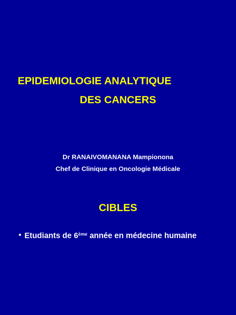 Épidémiologie des facteurs de risque du cancer | PDF | Cancer ...