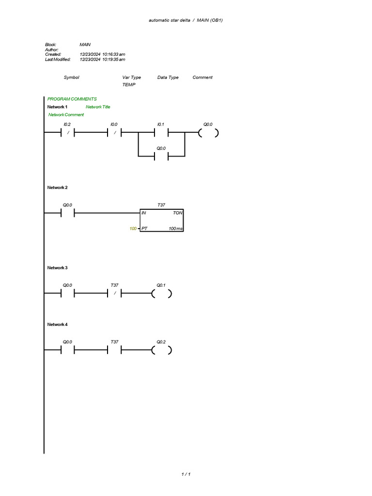 Automatic Star Delta Starter Diagram | PDF