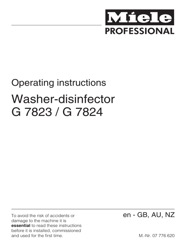 Washer-Disinfector G 7823/24 Manual | PDF | Menu (Computing) | Disinfectant