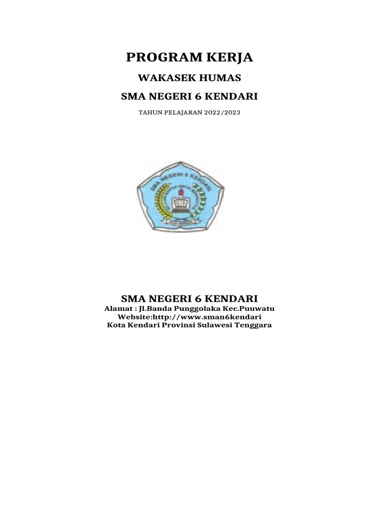 Program Kerja Humas SMAN 6 Kendari | PDF