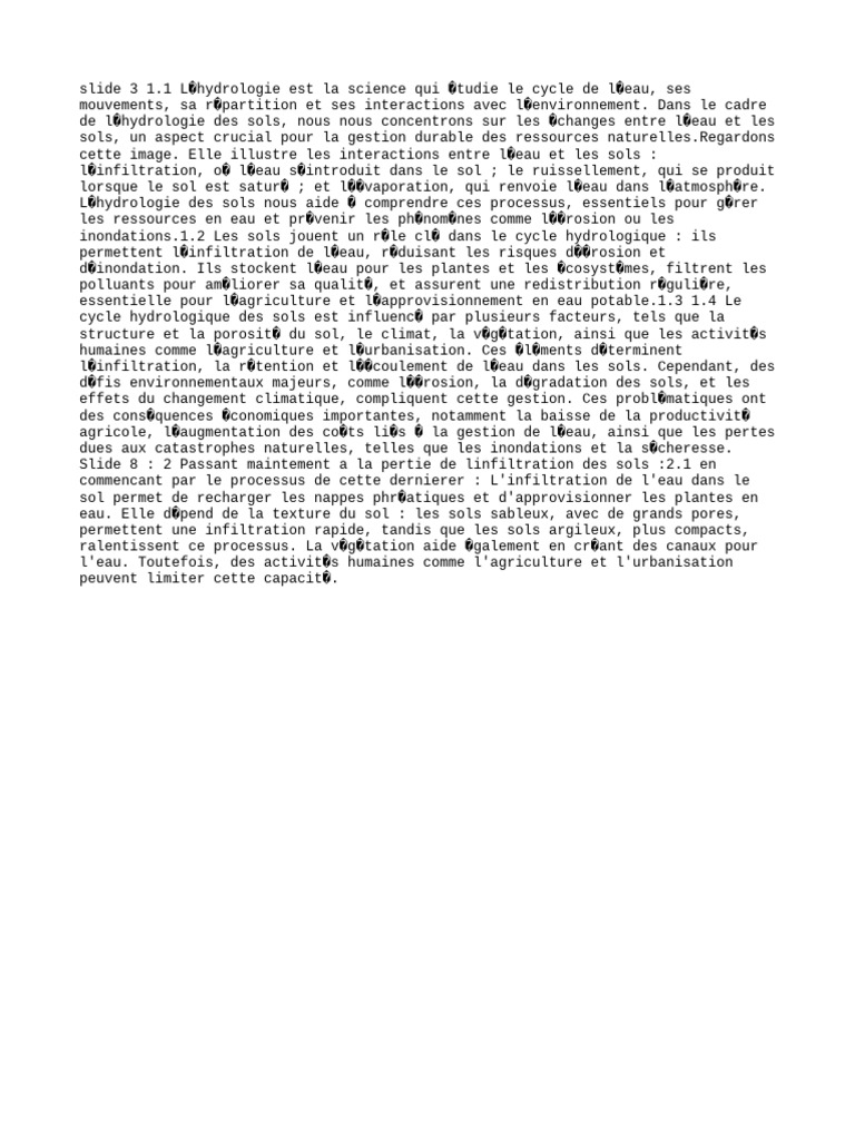 Hydrologie des sols et gestion de l'eau | PDF