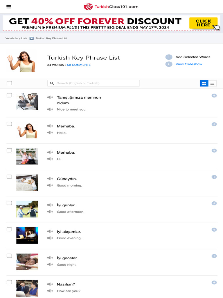 Essential Turkish Phrases List | PDF