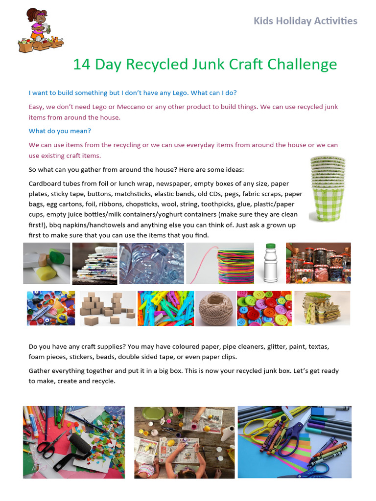 14-Day Recycled Craft Challenge | PDF | Puppets