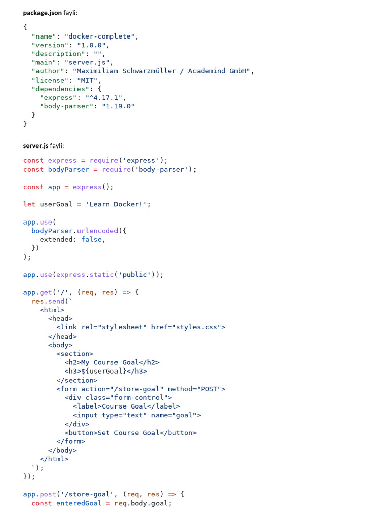 Docker Course Goal Tracker App | PDF