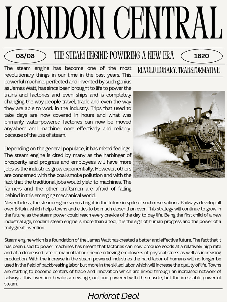 The Steam Engine: A New Industrial Era | PDF | Engines | Steam Engine