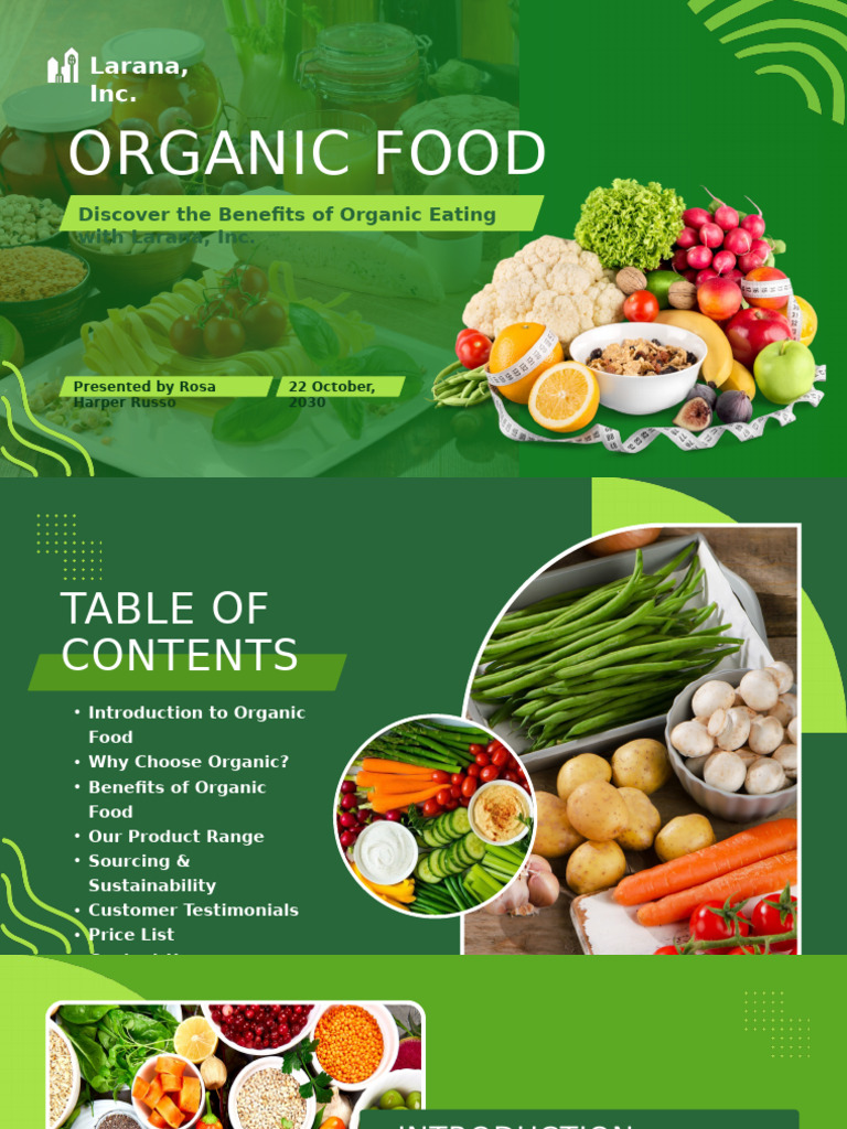 Green Modern Healthy Organic Food Presentation | PDF | Organic Foods ...