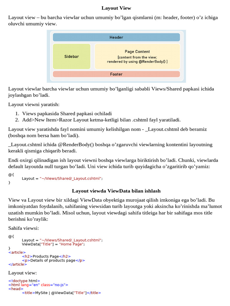 ASP.NET Layout View Guide | PDF