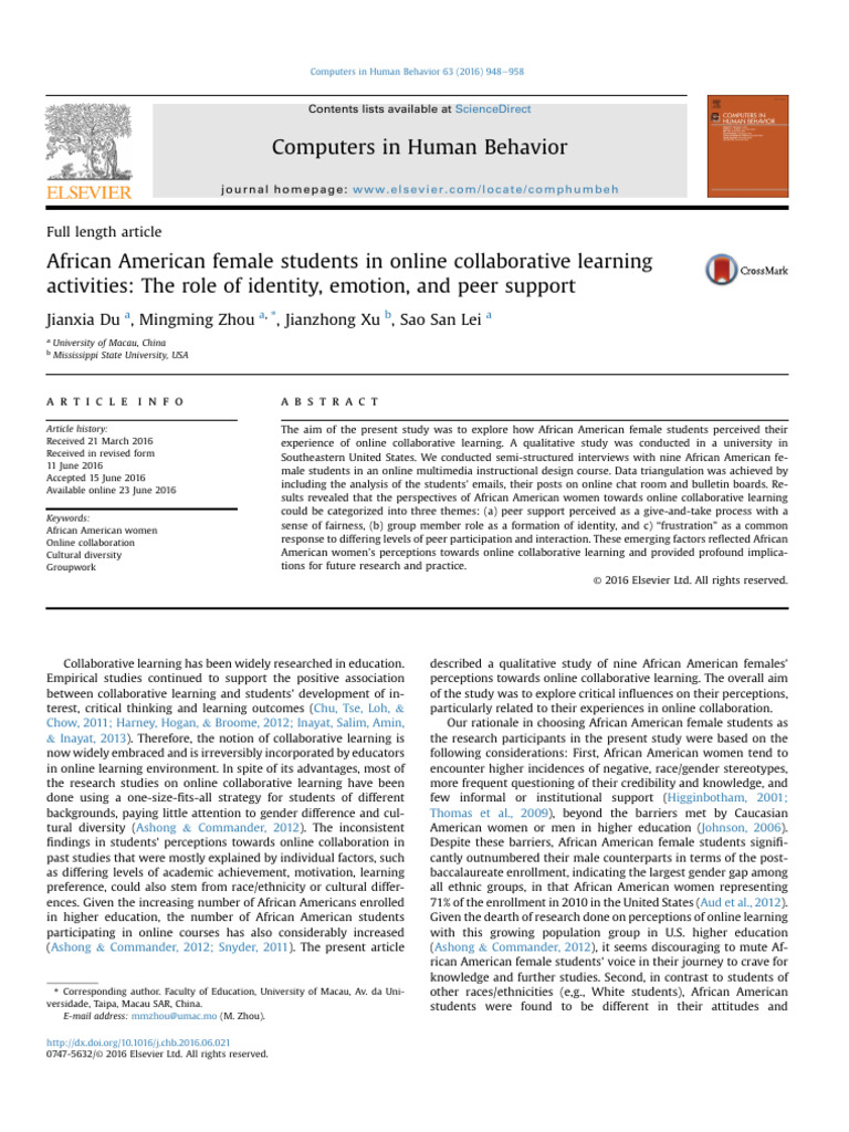 C4 African American Female Students in Online Collaborative Learning ...
