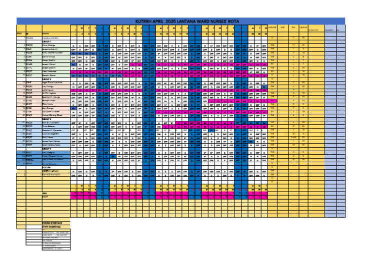 April 2025 Nurses' Rota Schedule | PDF | Rapid Transit