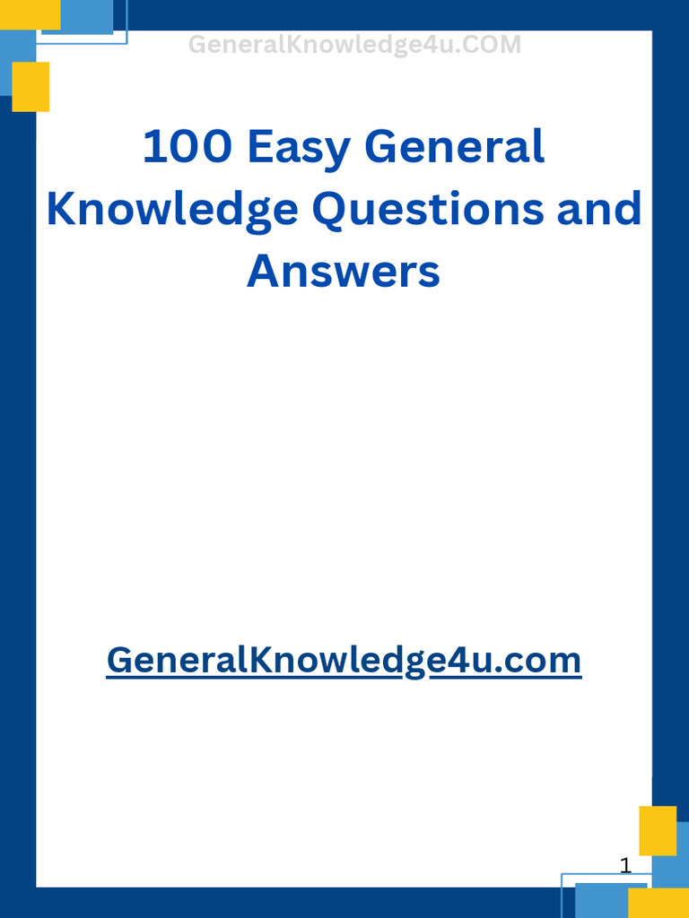 100 Easy General Knowledge Questions And Answers Pdf Pdf Planets In