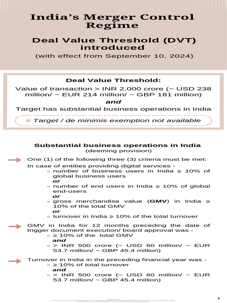 Deal Value Threshold | PDF | Mergers And Acquisitions | Private Law
