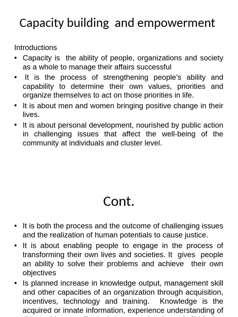 Empowering Communities Through Capacity Building | PDF | Empowerment ...